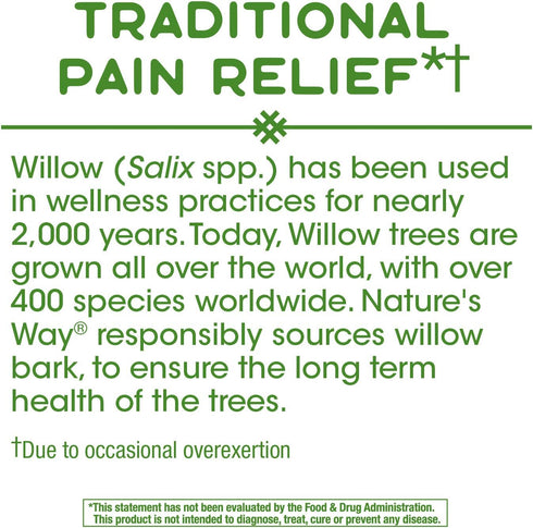 Nature's Way Willow Bark, 680 mg per Serving, 100 Vegan Capsules, Non-GMO Project Verified