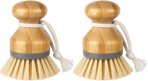MR.SIGA Bamboo Palm Brush, Scrub Brush for Dishes Pots Pans Kitchen Sink