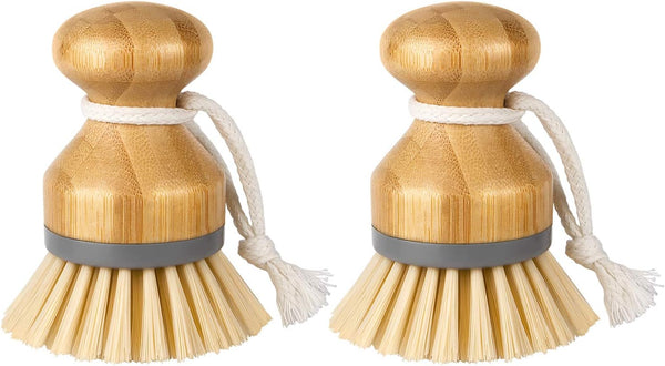 MR.SIGA Bamboo Palm Brush, Scrub Brush for Dishes Pots Pans Kitchen Sink
