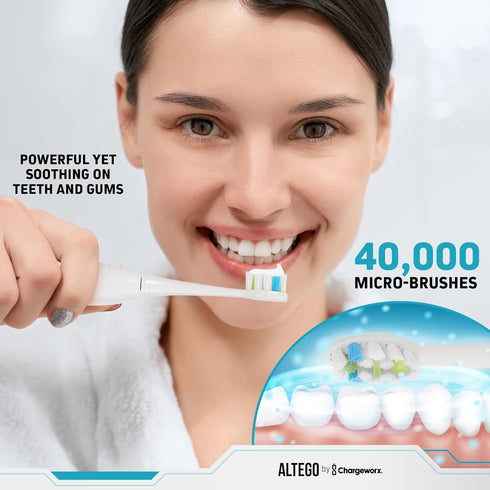 Altego Ultra Sonic Electric Toothbrush for Adults, Dental Oral Irrigator Water Flosser Cordless Combo Set,
