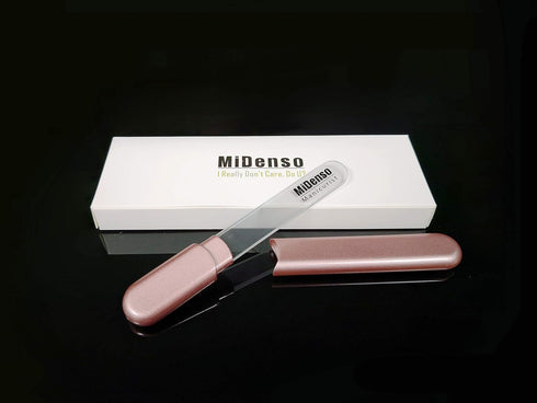 Premium Glass Nail File with Case, Crystal Diamond Nail Buffer for Natural and Acrylic Nails, Apricot - Best Beauty
