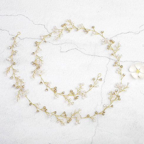 Yean Wedding Hair Vine - Long Bridal Headband Hair Accessories for Bride and Bridesmaid (Gold)
