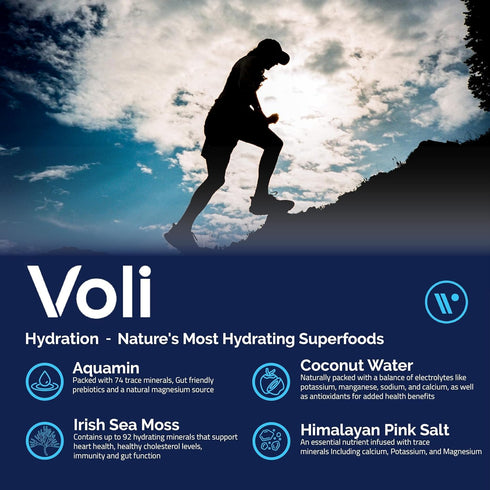 Voli Hydration, Riptide Raspberry, 15 Servings, Superfood Hydration with Irish Sea Moss, Coconut Water, Low-Calorie
