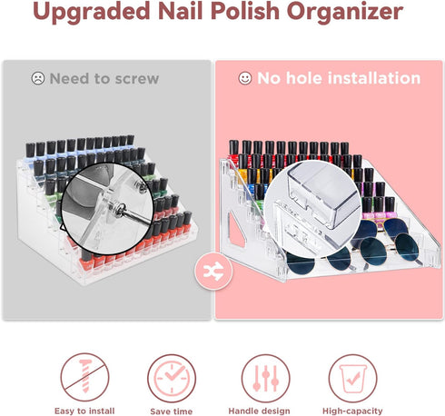 Kingtaily Nail Polish Organizer, Large Capacity 7 Layers Rack, Acrylic Stand Holder for Lipstick and Sunglasses