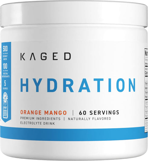Kaged Electrolyte Hydration Powder - Hydracharge Orange Mango, Sports Drink for Men and Women, 60 Servings