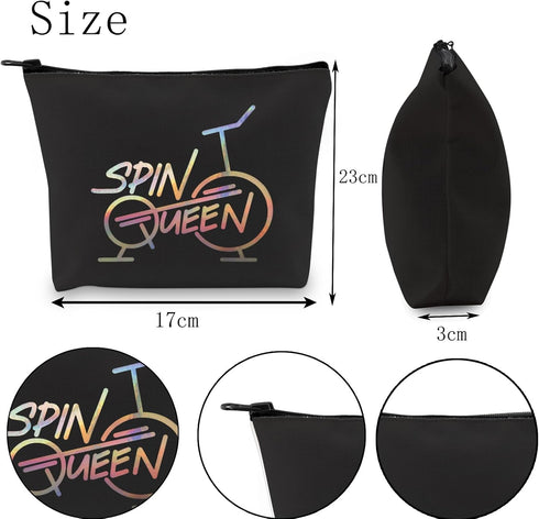 POFULL Cycling Bike Indoor Spin Class Gift, Spin Queen Cosmetic Bags for Indoor Cycling Spinning Bike