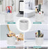 WAFJAMF Makeup Brush Holder, 360 Rotating Storage Cup for Vanity, Bathroom Countertop, 5 Slot Container - Pearl White