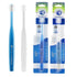 Brilliant Oral Care Adult Toothbrush with Soft Bristles, Round Head, 2 Pack for Teeth and Gums (Blue + Clear)