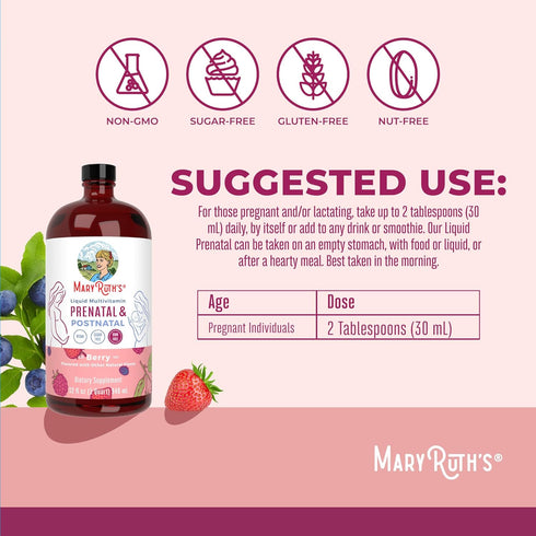 MaryRuth Organics Postnatal & Prenatal Vitamins for Women - Sugar Free, Vegan, Non-GMO, Gluten Free - 32oz