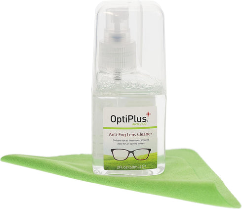 OptiPlus Anti-Fog Lens Cleaning Spray Kit with Microfiber Cloth for Glasses, Screens, Optical Lens, and More