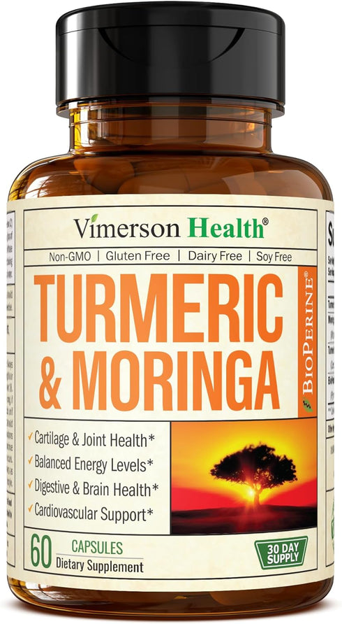 Turmeric Curcumin & Moringa Leaves Extract with Black Pepper, Joint Support Supplement for Joints, Digestion & Energy