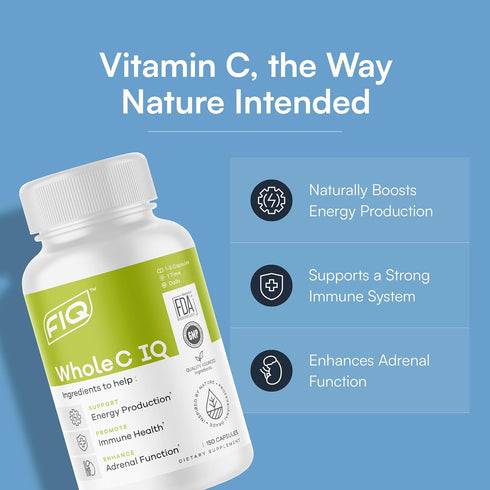 FIQ - Whole C IQ - Natural Vitamin C Supplements with Amla Fruit Extract, 90 Capsules
