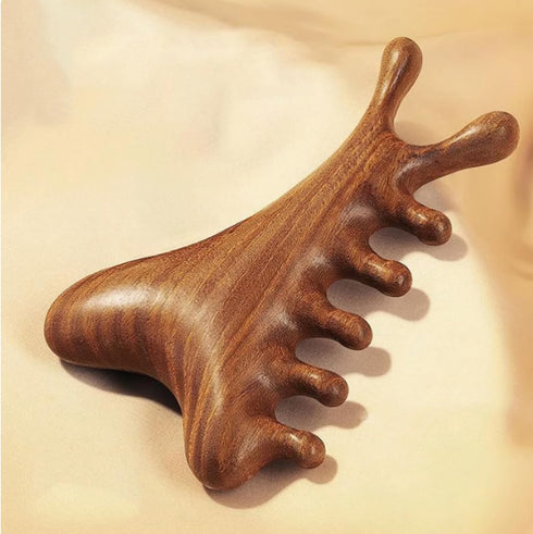 Tiyoha 4 in 1 Wooden Head Scalp Comb Massager for Hair| Face| Eye