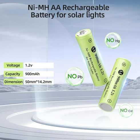 JiajaX 900mAh 1.2v (16 Pack) Rechargeable AA Batteries, Ni-MH AA Rechargeable Batteries, Double A Solar Batteries
