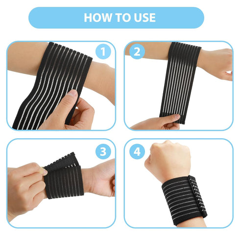 2 PCS Adjustable Elastic Wrist Support Band Wraps for Men and Women (Black)