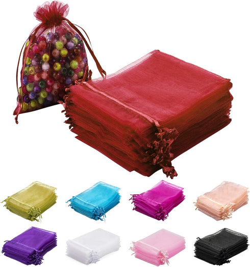 MOTYAWN 100 Pieces Premium Sheer Organza Bags, 4x6 inch Drawstring Gift Bags for Wedding, Party, Baby Shower, Christmas
