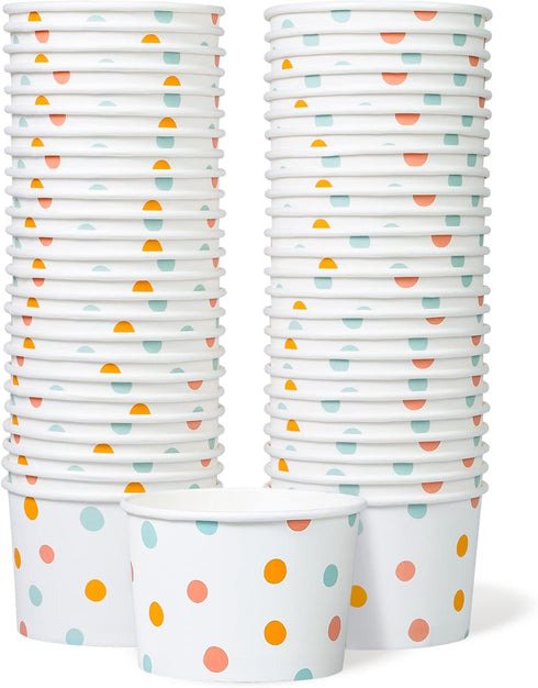 MATICAN Paper Ice Cream Cups - 50-Count 9-Oz Disposable Dessert Bowls for Hot or Cold Food, Party Supplies