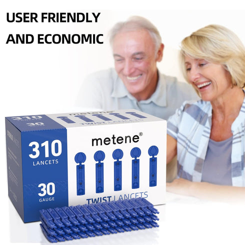 Metene Lancets for Lancing Devices, 310 Count, 30 Gauge, Blue Diabetic Blood Sugar Test Lancets