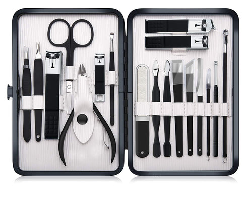 Professional Stainless Steel Nail Clipper Kit - 18pcs Travel & Grooming Set with Luxurious Case