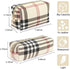 MAANGE Small Makeup Bag for Purse, 2 PCS Leather Travel Pouch, Portable Zipper Makeup Brushes Bag - Khaki Plaid