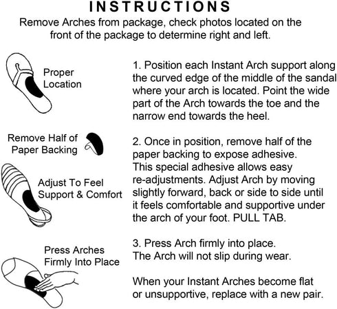 INSTANT ARCHES Dr. Rosenberg's Sandal Arch Supports, BLACK