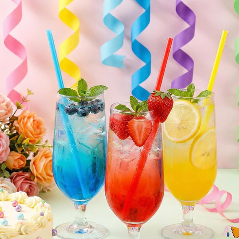 Viliqiou 200PCS 8.27inch, Colored Cocktail Straws Individually Wrapped Disposable Plastic Straws Individually Wrapped