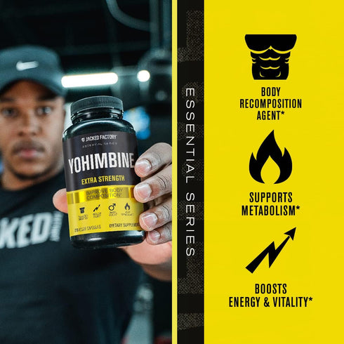 Jacked Factory Yohimbine Extra Strength Supplement - 270 Capsules, Premium Yohimbe Bark Extract for Energy & Body