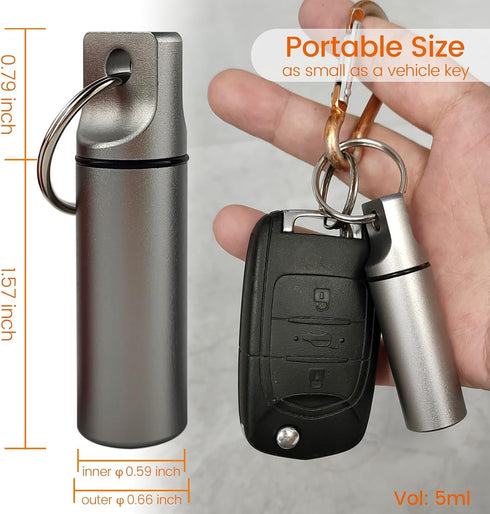Small Pill Organizer Box Waterproof Keychain Pill Holder Portable Travel Pill Container Metal Case with Keyring for Outdoor Camping Travel