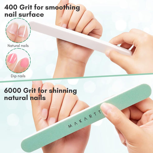 Makartt Nail Buffer Block - 400 6000 Grit Buffers and Shiners for Natural Acrylic Fingernails, 10 Pcs Kit