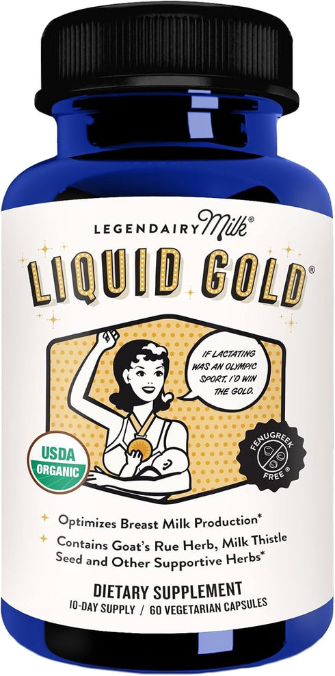 Legendairy Milk Liquid Gold Lactation Support, Supplement with Organic Goats Rue, Milk Thistle, 60 Count