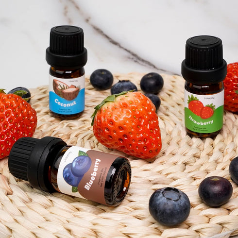 Fruity Fragrance Oil Set 5ml x 10 - Holamay Premium Essential Oils for Candle & Soap Making - Coconut, Strawberry & More