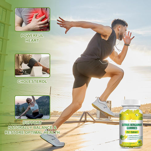 Citrus Bergamot Gummies for Healthy Cholesterol - All Natural 25:1 Extract from Italy, 60 Counts