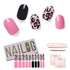 NAILOG Semi Cured Gel Nail Strips, 20 Extra Long Polish Stickers, Glossy & Long Lasting, Pink Leopard