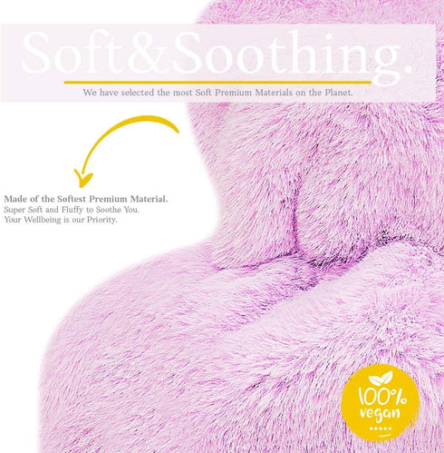 Hot Water Bottle with Soft Cover - 1.8L Large Classic Hot Water Bag for Pain Relief, Menstrual Cramps, Hot Therapy