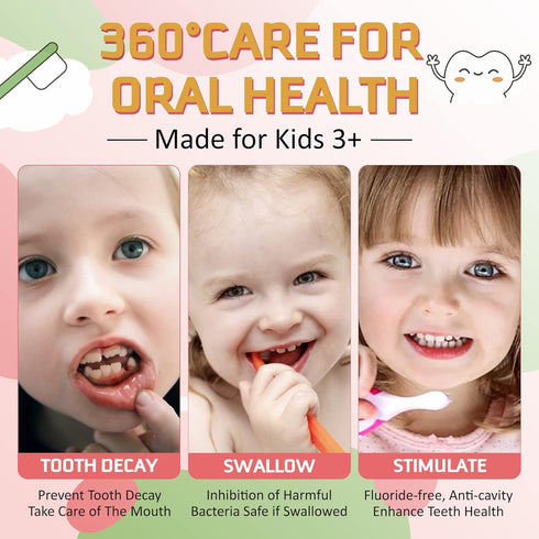 Kids Foam Toothpaste with Low Fluoride, Orange and Strawberry Flavor - Safe Natural Formula for U-Shape Electric