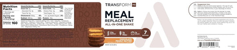 TransformHQ Meal Replacement Shake Powder (Chocolate Peanut Butter) - 7 Servings, Gluten Free, Non-GMO