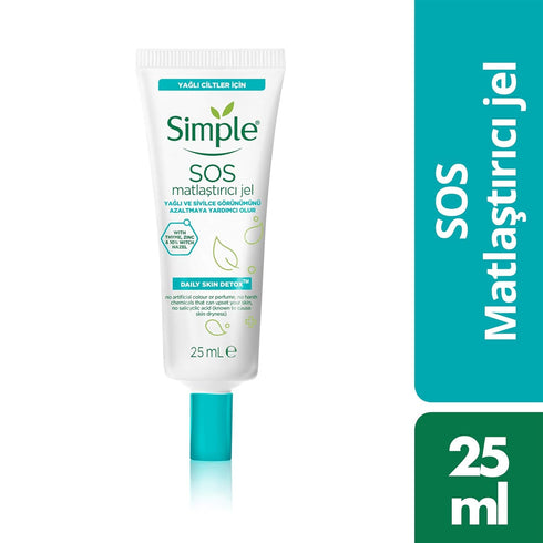Simple Daily Skin Detox SOS Clearing with thyme, zinc, and witch hazel Booster long-lasting shine & blemish control 25ml - Packaging May Vary