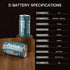 Pallus 4 1 4 Pack 1.5V LR20 6000mWh 1600x Rechargeable Lithium D Batteries with in USB-C Charge Cable, D Size Li-ion