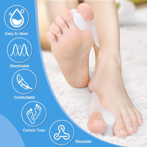Pack of 6 Bunion Cushion Protector - Reusable Bunion Pads with Separator for Big Toe, Gel Shield for Foot Pain Relief