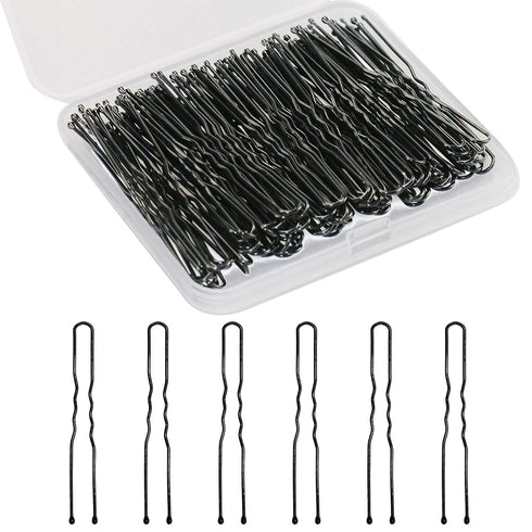 U Shaped Hair Pins, Sevensun 100PCS Ladies Hair Bun HairPin with Storage Box, 2.4 Inches, Black