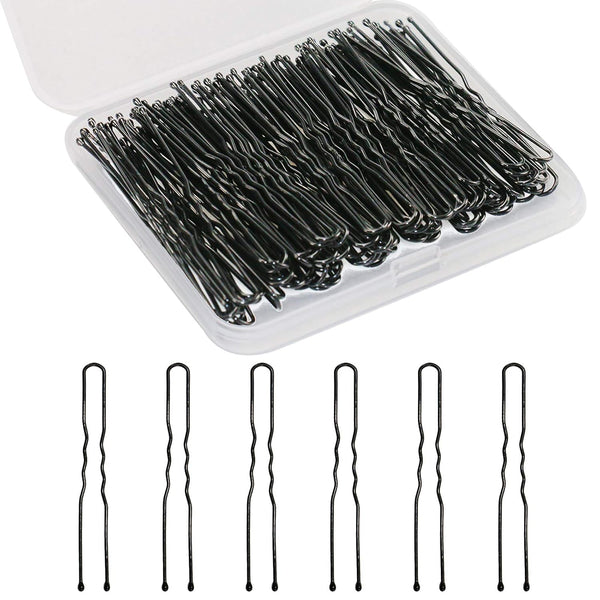 U Shaped Hair Pins, Sevensun 100PCS Ladies Hair Bun HairPin with Storage Box, 2.4 Inches, Black