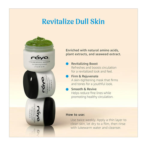 Raya Chlorophyll Masque (607), Tightening Facial Treatment Mask for All Skin, Reduces Fine Lines