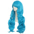 MapofBeauty 28 Inch/70cm Long Curly Full Hair Synthetic Wig with Side Bangs (Cyan Blue)