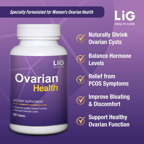 LIG Ovarian Health Natural Supplement (60 Tablets) - Balance Hormone Levels, Maintain Ovarian Health, Shrink Ovarian