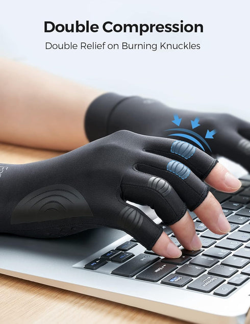 FREETOO Copper Arthritis Gloves for Carpal Tunnel Pain Relief, Fingerless Compression Gloves for Women/Men