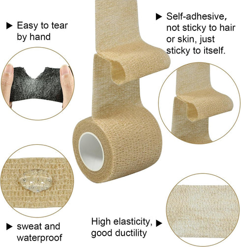 Self Adherent Wrap Bandages, Self Adhering Cohesive Tape for Sports Sprain and Soreness, 8PCS 2 in X 14.7 ft (Red)