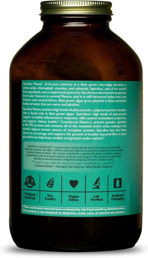 Spirulina Manna Powder - HealthForce SuperFoods, 16 Oz