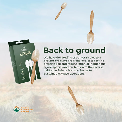 Sustainable Agave Co 24 Count Agave Fiber Spoons, Biodegradable, Plant-Based, Made With Upcycled Materials