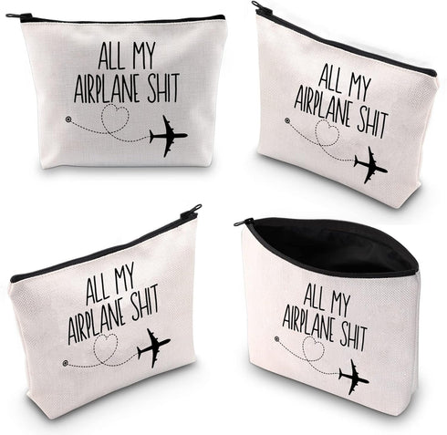 All My Airplane Sh*t Accessory Pouch, Traveler Makeup Bag Charger Pouch for Flight Attendant