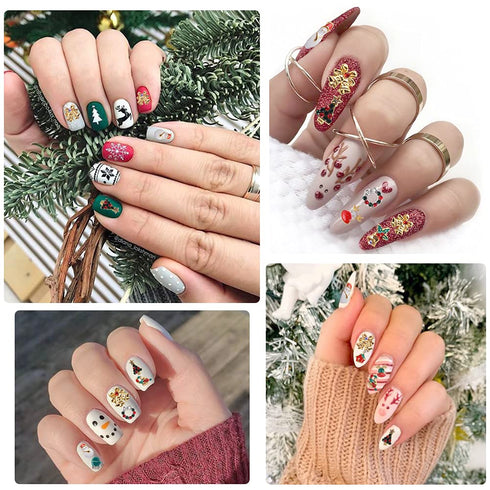Nail Art Decoration Kit, 240Pcs Christmas Nail Charms Rhinestones Mixed Designs for Nails Crafts Accessories